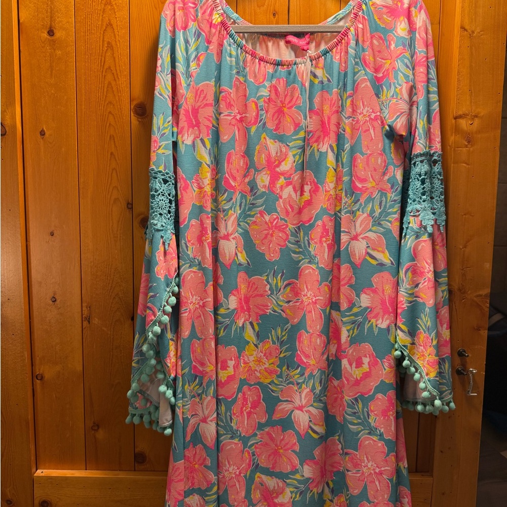 Simply Southern Floral Midi Dress with Lace Accents